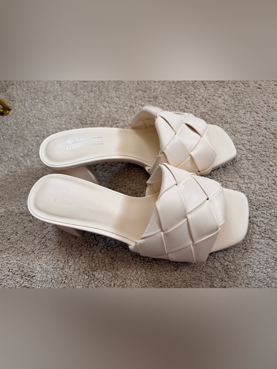 Call It Spring Shoes - Call It Spring Cream Braided Slide Heels